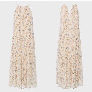 NWT Anthropologie Drew XS Naomi Chiffon Maxi Dress Ivory Yellow Vintage Floral